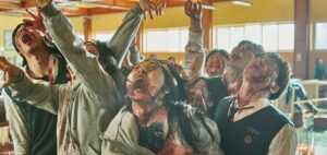 Terrifying zombies attacking in school. 