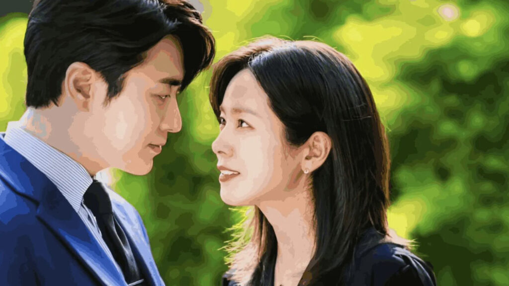 Romantic Korean Drama Recommendation 2025 - A heartfelt moment between two lead characters in a romantic Korean drama, capturing the intense emotional connection as they gaze at each other.