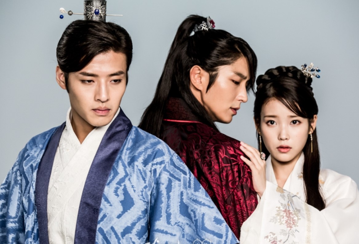 Moon Lovers: Scarlet Heart Ryeo love triangle featuring Kang Ha-Neul, Lee Joon-Gi, and IU in traditional Korean royal attire