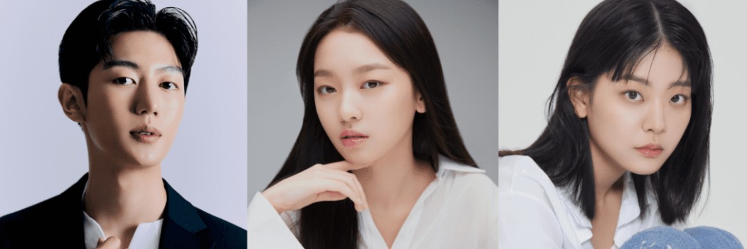 Supporting cast of the K-drama 'Revenge of Others' featuring three characters, with a man in a black suit, a woman in a white blouse, and another woman in a casual white shirt, all posing for close-up portraits.