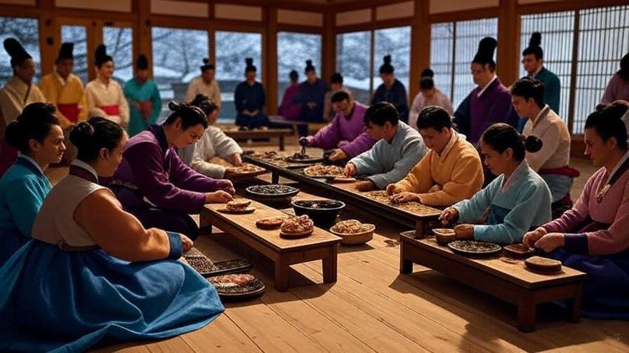 Cultural workshop in hanok village learning tteokguk and hanbok.