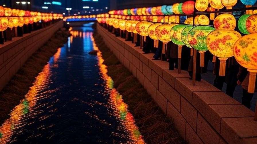 Seoul Lantern Festival with colorful lanterns along Cheonggyecheon Stream