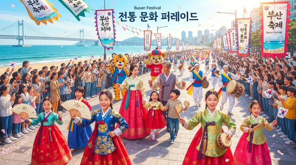 Children in traditional attire at a Busan Children's Day parade