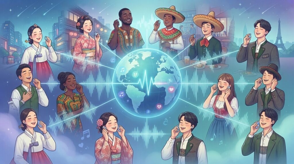 Global fan community listening to Korean radio in a virtual space