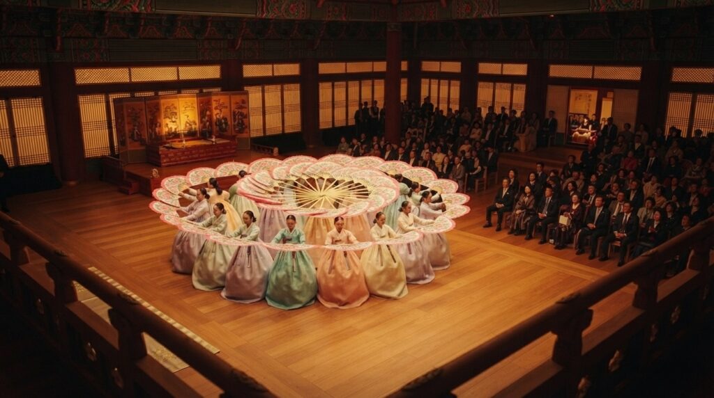 K-drama style scene featuring a courtly performance