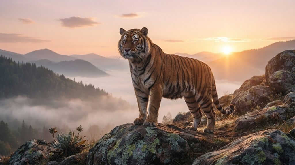 Majestic tiger on a hill representing a Korean proverb about legacy
