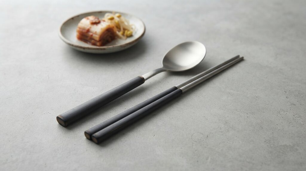 Modern artisanal Korean chopstick and spoon set design