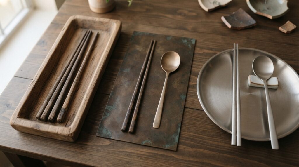 Evolution of Korean chopsticks from wood and bronze to stainless steel