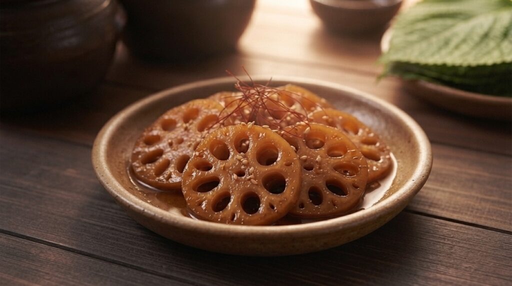 Sliced lotus root showing its distinctive star-shaped pattern