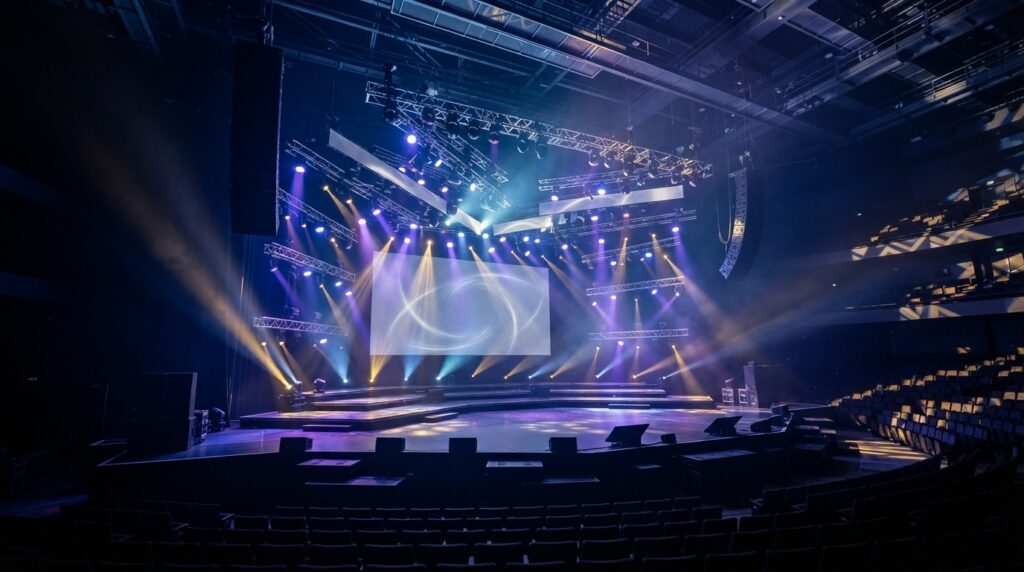 State-of-the-art sound and lighting setup inside Seoul Olympic Hall