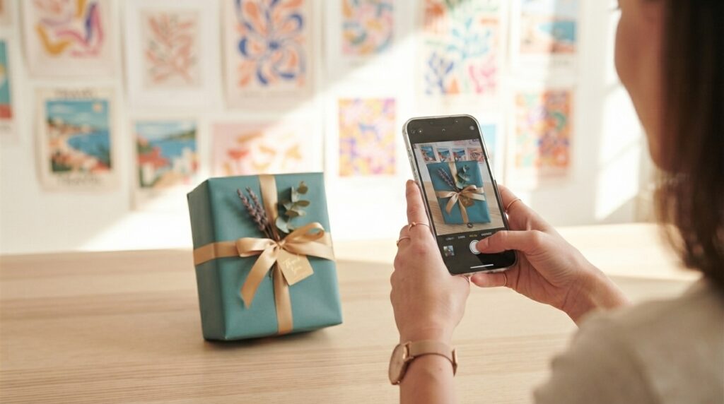 People photographing Pepero gifts for social media sharing