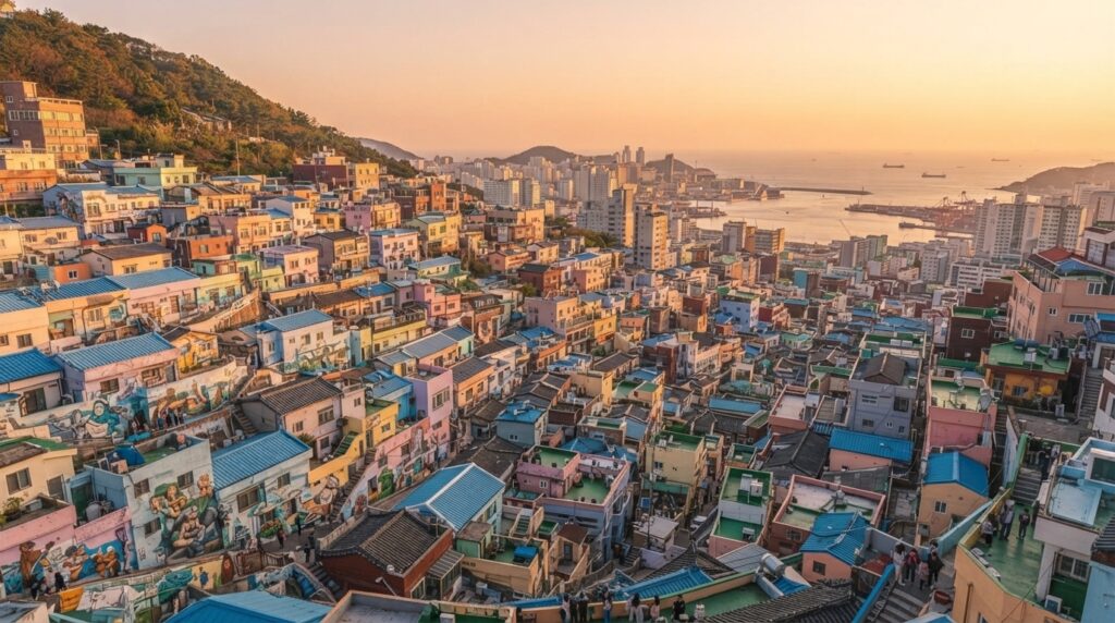 Colorful hillside houses of Gamcheon Culture Village, Busan