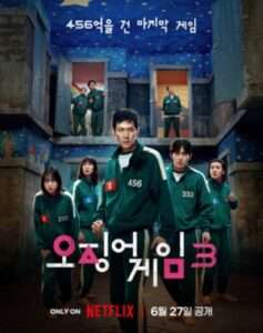  Poster for 'Squid Game Season 3' featuring dramatic imagery, with a focus on Squid Game Season 3 full review. 