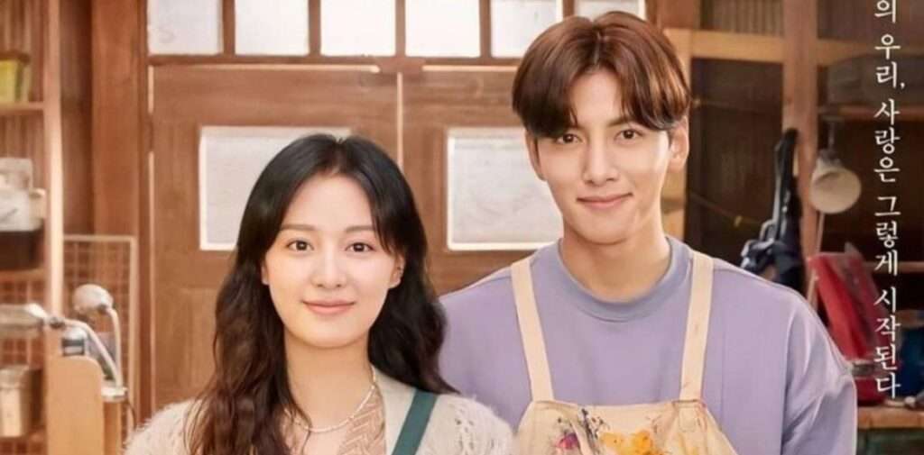 A couple from Love Struck in the City posing together in an art studio, reflecting the K-drama's romantic and creative moments.