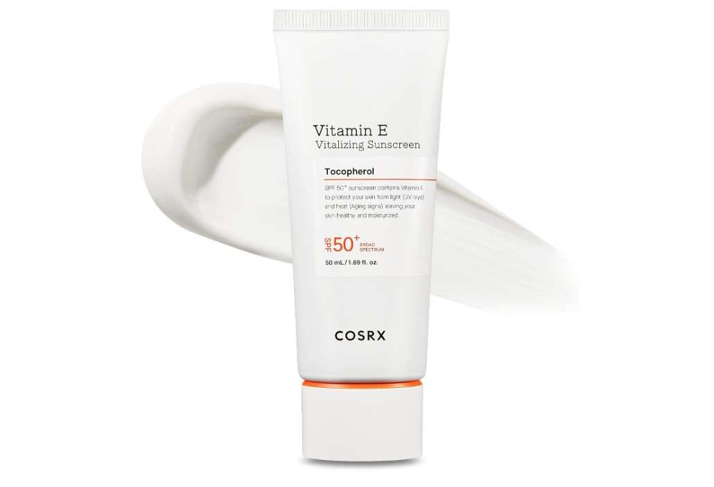 COSRX Vitamin E Vitalizing Face Sunscreen SPF 50, 1.69 fl oz, SPF Moisturizer, Lightweight under Makeup, Travel Essentials, Summer Essentials, Korean Skin Care, Korean Sunscreen for Face
