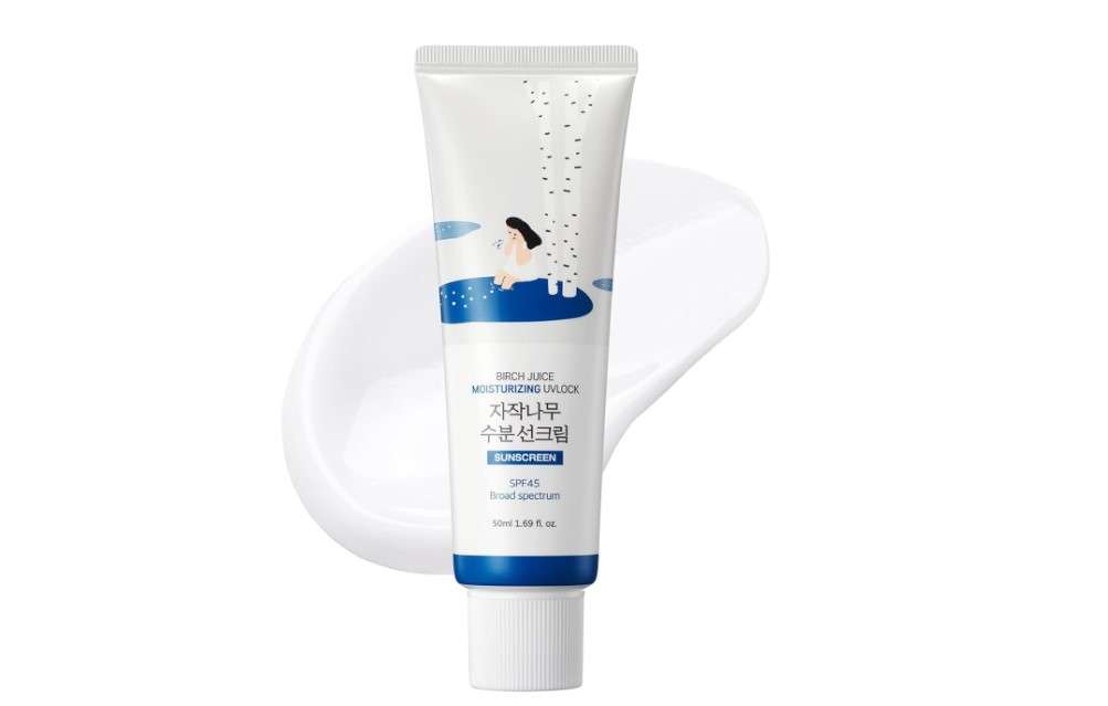 ROUND LAB Birch Juice Moisturizing UV LOCK SPF 45 | NBC No1 SPF, Glow Sunscreen for Daily Skincare, Non-toxic, UV Protection, Lightweight, Oil-Free, Organic, Korean Sunscreen (1.69 Fl Oz)
