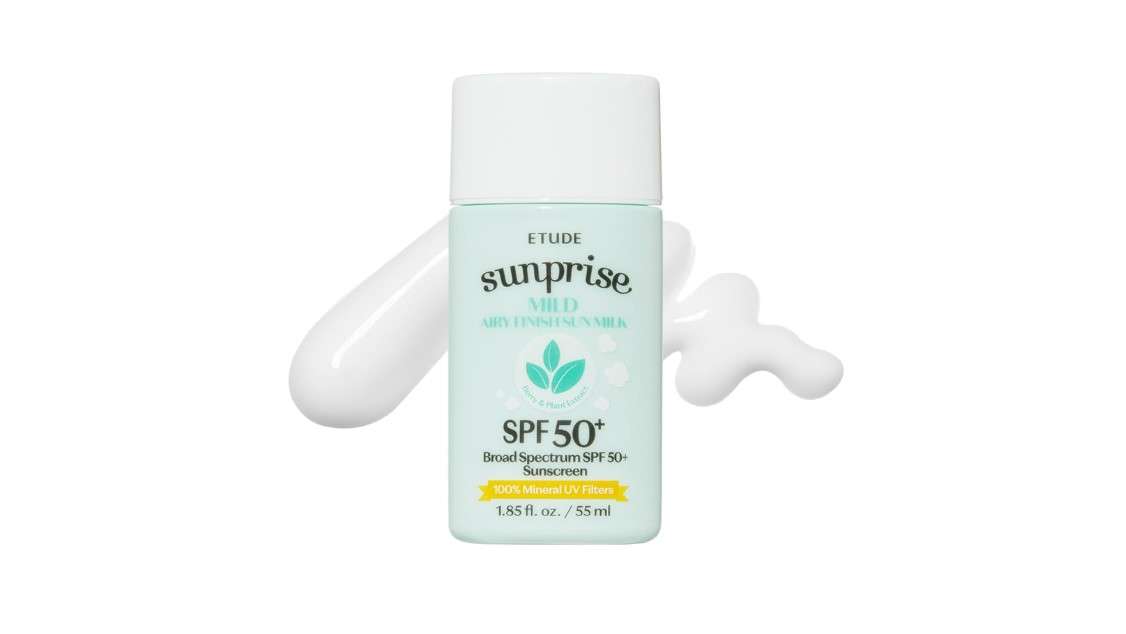 ETUDE Sunprise Sunscreen Mild Sun Milk SPF 50+ / PA++++ (55ml) | Sebum-free, Non-Sticky, Long Lasting Protection, 100% Mineral Korean Sunscreen for sensitive skin