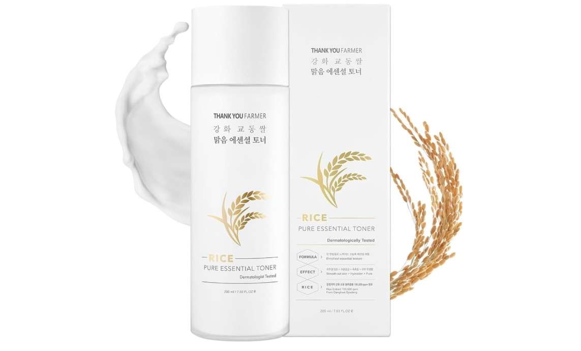 THANKYOU FARMER Rice Pure Toner – Hydrating K-Beauty Face Milk with Niacinamide & Centella – Vegan Korean Skincare for Men & Women, All Ages – Natural Toner for Dry, Sensitive Skin (7.03 oz) 