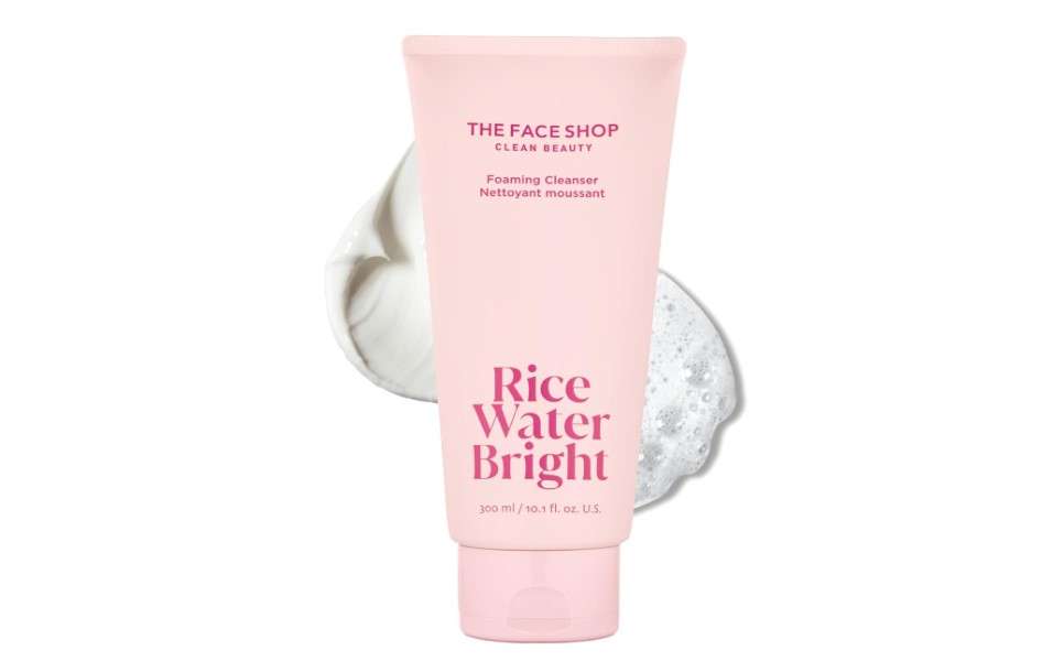 The Face Shop Rice Water Bright Foaming Facial Cleanser with Ceramide, Gentle Face Wash for Hydrating & Moisturizing, Vegan Face Cleanser, Makeup Remover, Korean Skin Care for All Skin Types, 300ml
