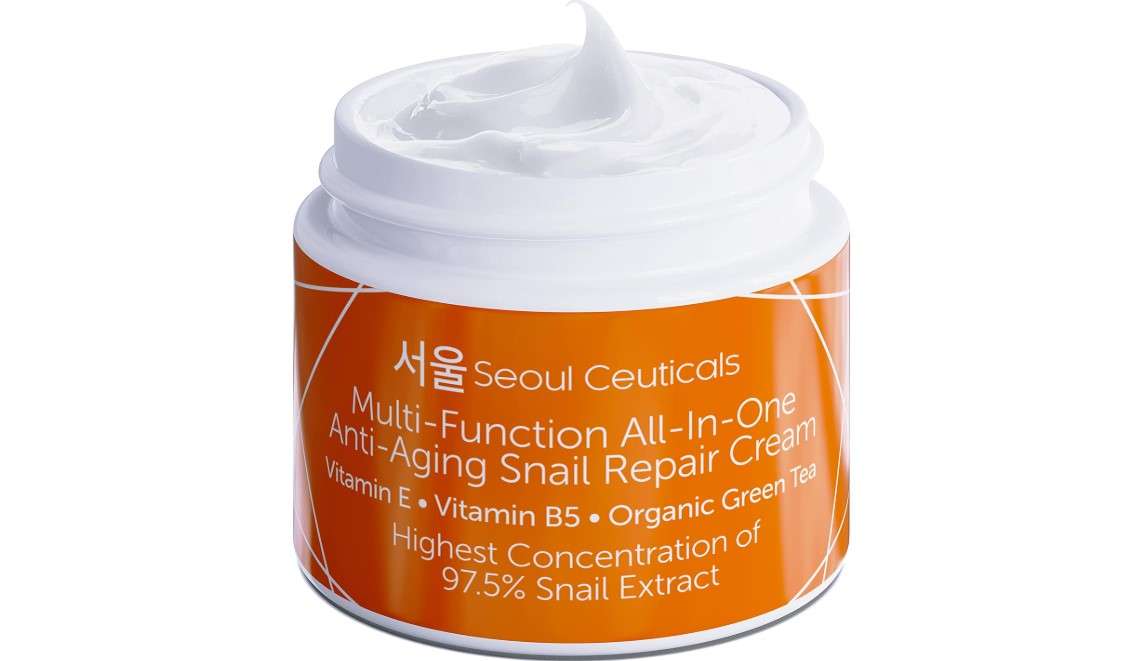 SeoulCeuticals Korean Skin Care 97.5% Snail Mucin Moisturizer Cream - K Beauty Skincare Day & Night Snail Repair Cream Filtrate Cruelty Free 2oz 