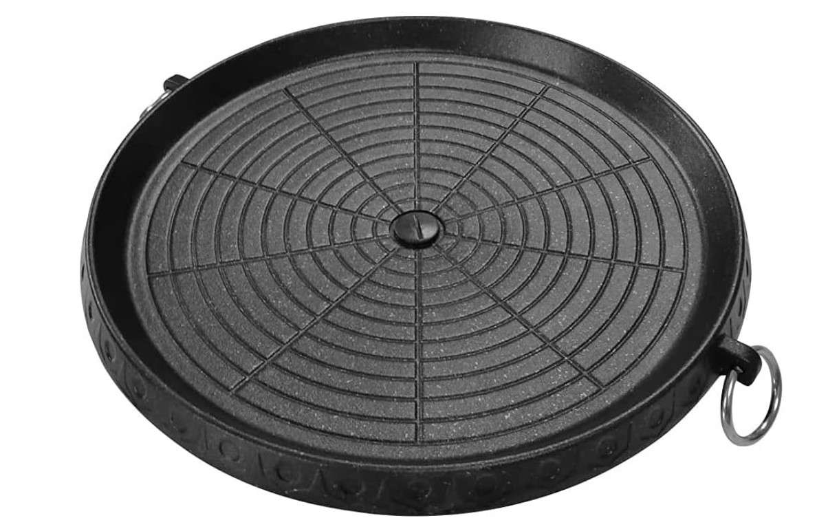 Korean Style BBQ Grill Pan with Maifan Coated Surface Non-stick Smokeless Barbecue Plate for Indoor Outdoor Grilling 32x32cm

