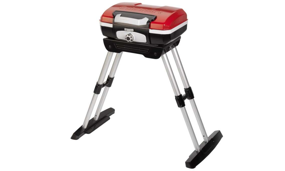 Cuisinart Petite Gourmet Portable Gas Grill with VersaStand, Compact Portable Grill Propane, 150 Sq. In. Cooking Surface, 5,500 BTU Burner Small Gas Grills for Camping, BBQ, Adjustable Base, Handles
