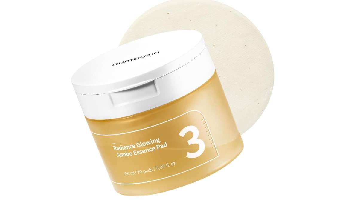 numbuzin No.3 Toner Pads | Radiance Glowing Jumbo Essence Pad | Clear Glass Skin, Texture Care | Biodegradable Vegan, Fermented Ingredients, Niacinamide | 70 Pads/5.07 fl. oz.