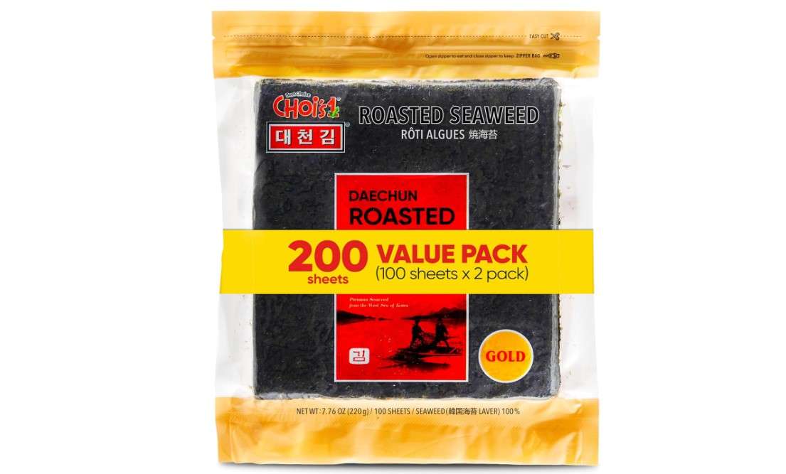 Daechun(Choi's1) Roasted Seaweed, GIM (100+100 Full Sheets), Value Pack, Resealable, Gold Grade, Product of Korea 