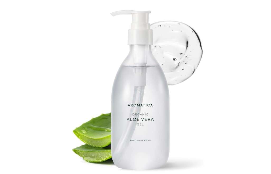 AROMATICA Organic Aloe Vera Gel 10.14oz/300ml, After Sun Care And Sunburn Relief with Pure Aloe Vera Gel Face&Hair, Sun Burn Moisturizer EWG Verified 