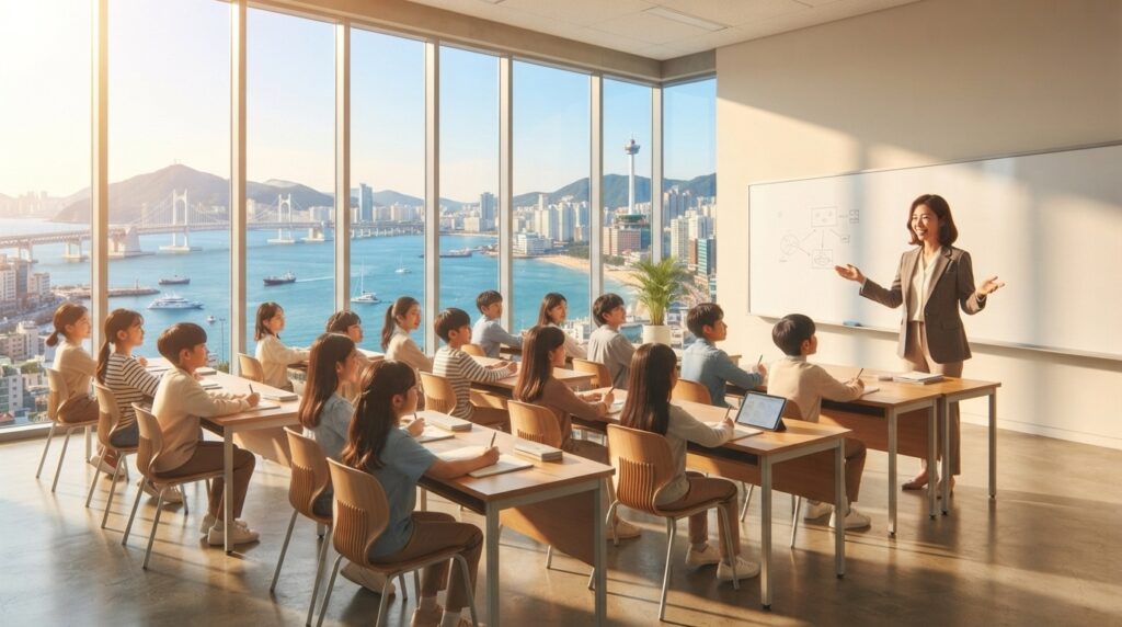 Classroom scene representing South Korea's teaching salaries and job market