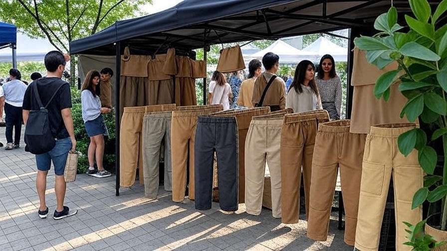 Eco-friendly refridgator pants at a sustainable market stall in Seoul