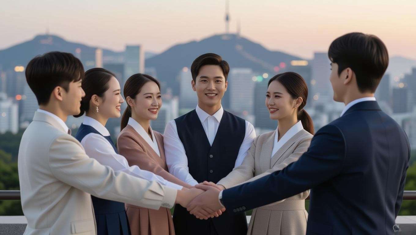 Diverse group supporting mental health awareness in Korean culture