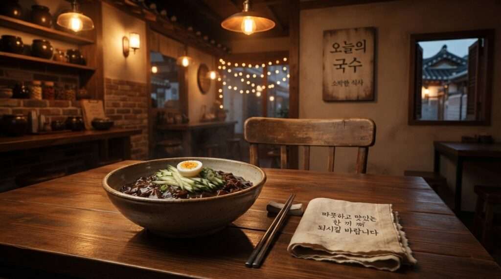 Bowl of jjajangmyeon noodles representing Korean Black Day tradition