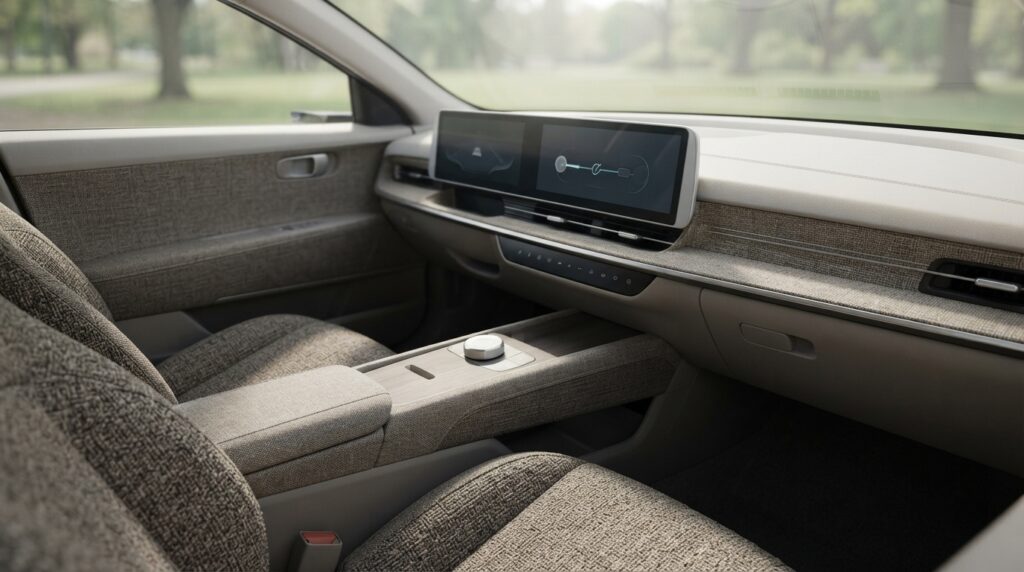 Minimalist interior design of a Korean electric car