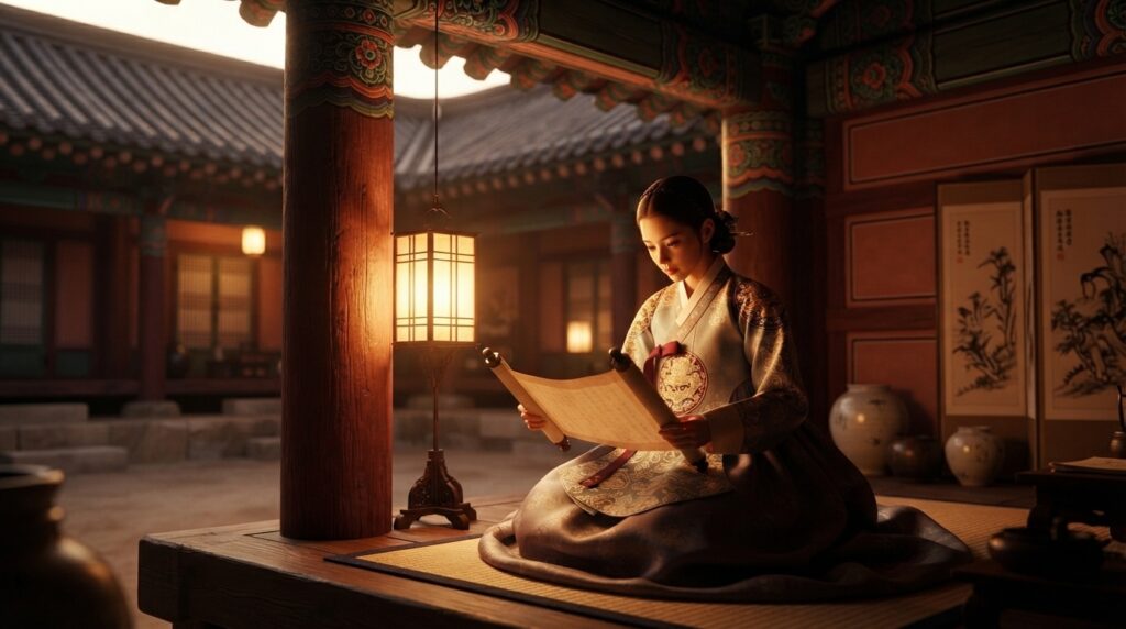 Joseon-era palace setting in a KGames Korea historical storytelling title
