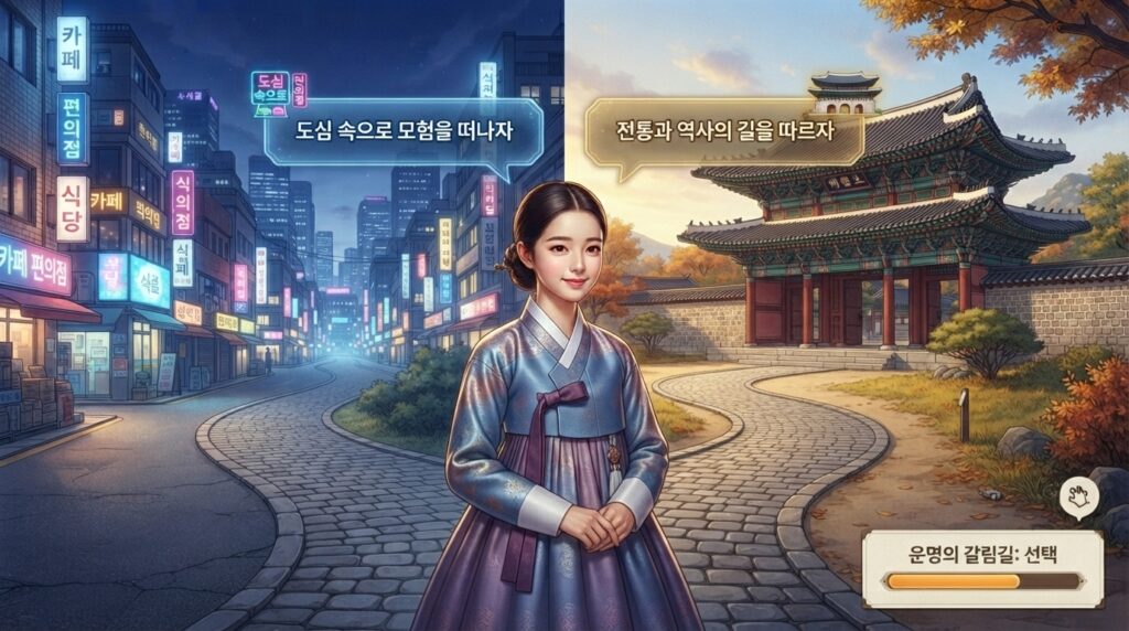 Branching storyline choices in KGames Korea mirroring K-drama plot decisions
