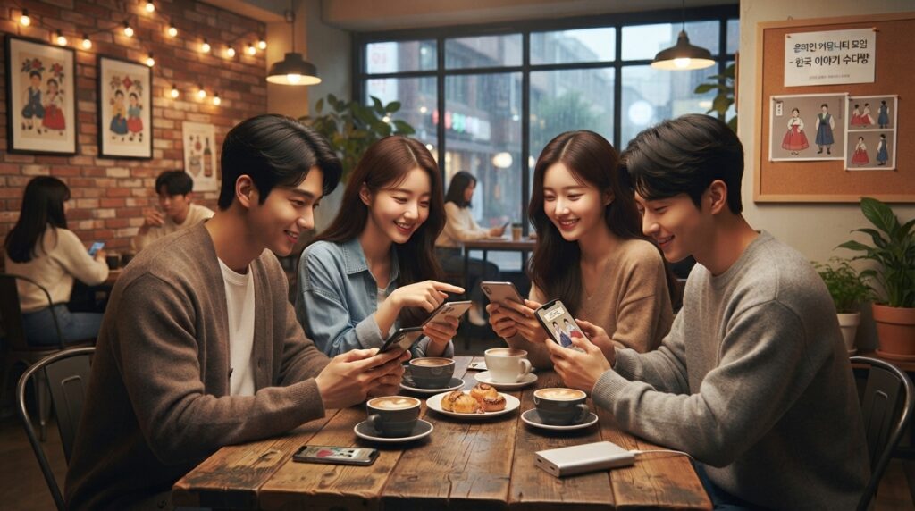 Fans connecting over Korea in an online player community