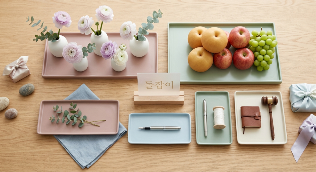 Modern minimalist doljabi table styling inspired by K-drama aesthetics