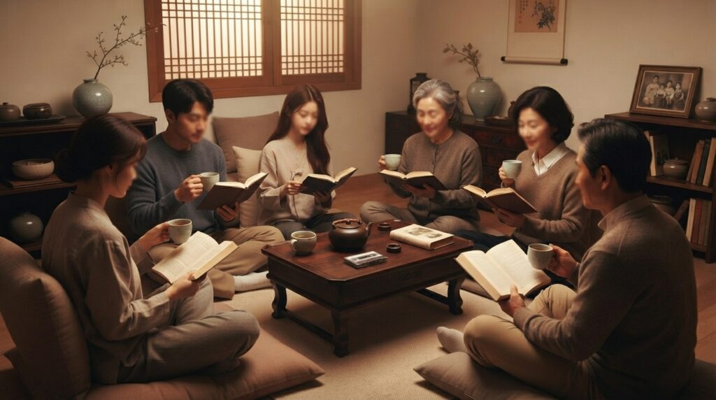 Cozy book club meeting discussing I'll Be Right There