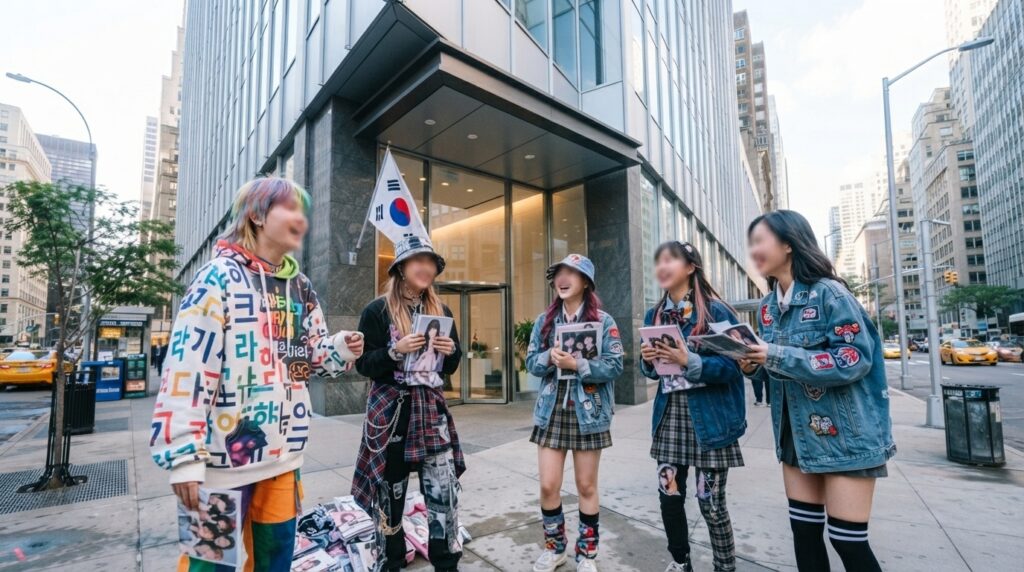 K-Culture fans outside the Korean Consulate in NYC