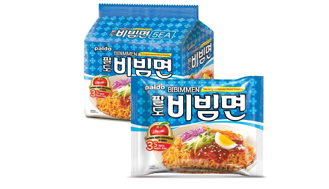 Paldo Fun & Yum Bibim Men Instant Cold Noodles, Pack of 5, Brothless Cold Ramen with Sweet & Spicy Seasoning Sauce, Oriental Style Korean Ramyun, Soupless K-Food, 130g x 5
