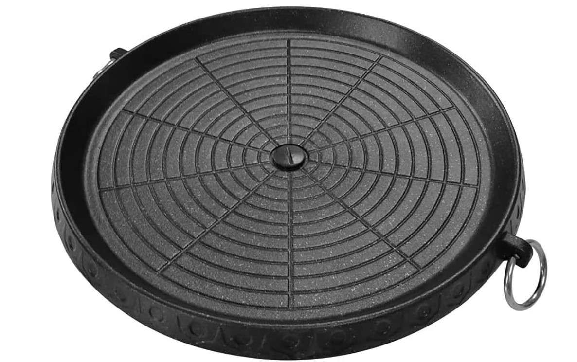 Korean Style BBQ Grill Pan with Maifan Coated Surface Non-stick Smokeless Barbecue Plate for Indoor Outdoor Grilling 32x32cm
