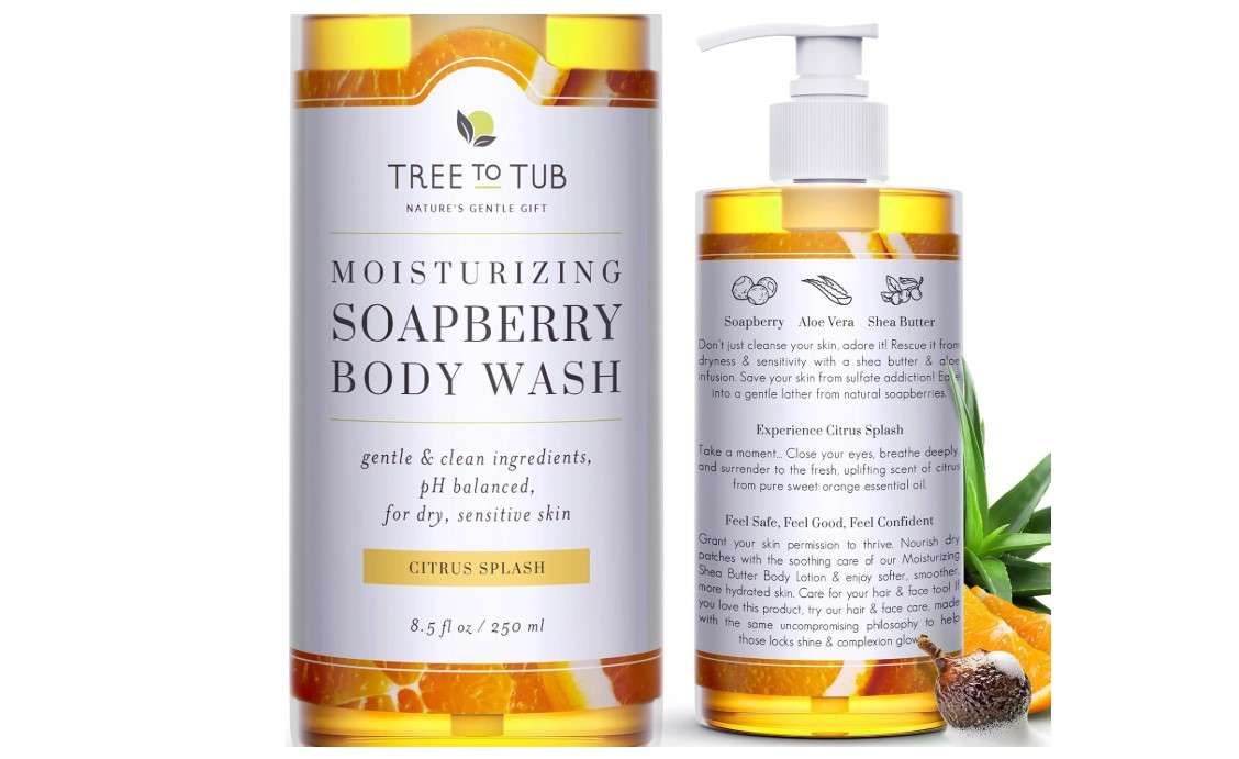 Tree to Tub Citrus Body Wash for Dry Skin & Sensitive Skin - pH Balanced Moisturizing Body Wash, Hydrating Sulfate Free Body Soap for Women & Men
