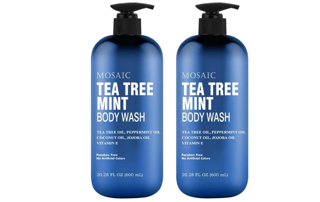 Tea Tree Body Wash with Mint & Shower Gel with Vitamin E for Jock Itch, Eczema, Ringworm, Body Odor, Body Wash Women & Men with Added Body Oils,LARGE 20.2 FL Oz Bottle (Tea Tree Mint, Pack of 2)
