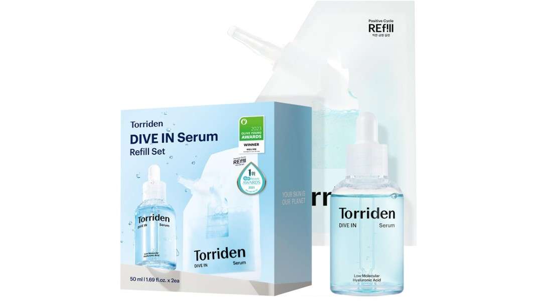 Torriden DIVE IN Serum 1.69 fl oz + refill pouch 1.69 fl oz | Deep Hydration to Get Glow Skin | Hyaluronic Acid, Panthenol, Allantoin | Korean Facial Serum 