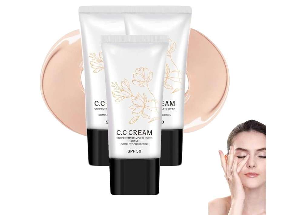Korean Color Changing CC Cream, Korean CC Cream With Spf 50, CC Color Correcting Full Coverage Cream, Korean CC Cream Self Adjusting For Mature Skin, CC Color Correcting Full Coverage Cream (3Pcs)
