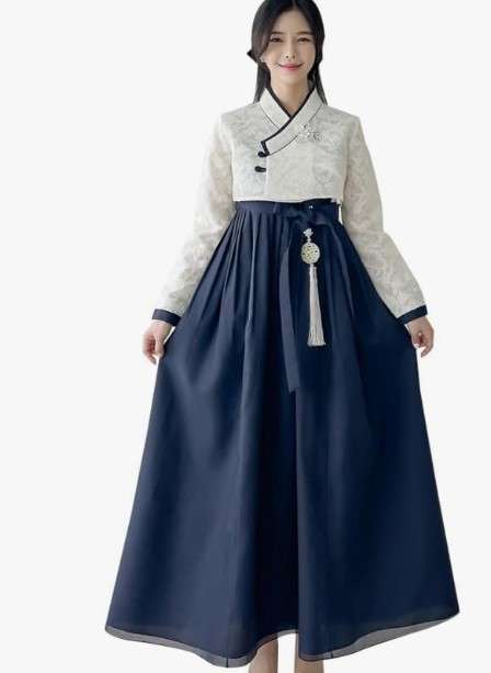 59 BaeYeSa Women's Modernized Korean Cheollik Dress Fusion Waist Skirt Dress Everyday Hanbok
