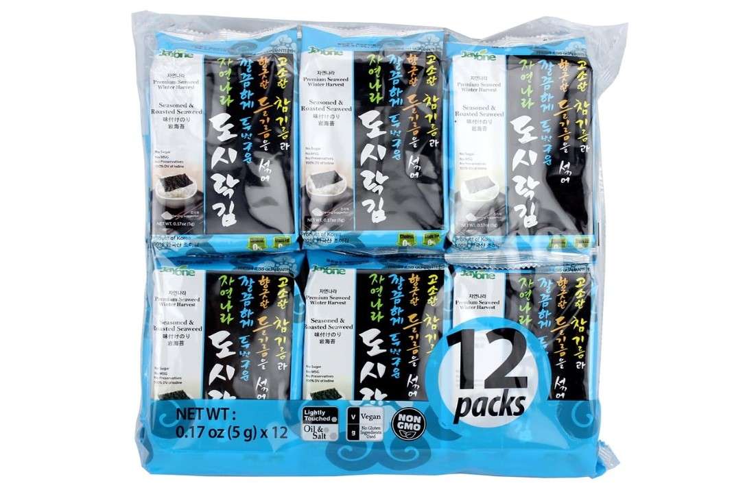 Jayone Roasted and Lightly Salted Seaweed, 0.17 Ounce (Pack of 12) 