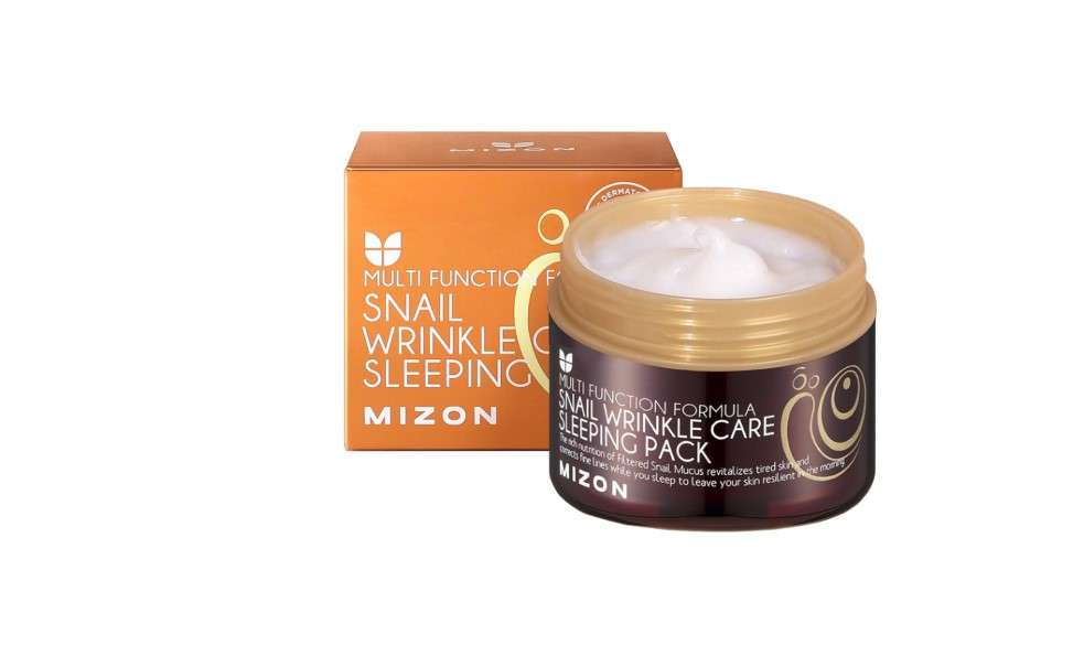 MIZON Snail Wrinkle Care Sleeping Pack Snail Mucin Nourishing mask with Adenosine Shea Butter Overnight Firming Mask for Damaged Skin Fine Line (2.7 FL oz)
