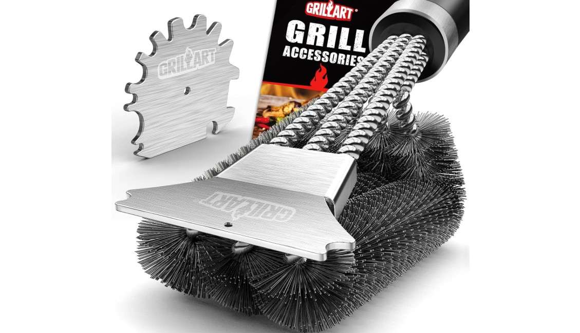 GRILLART Grill Brush and Scraper,18 Inch BBQ Grill Cleaning Brush Kit, Safe Wire Scrubber, Universal Fit BBQ Cleaner Accessories for All Grates
